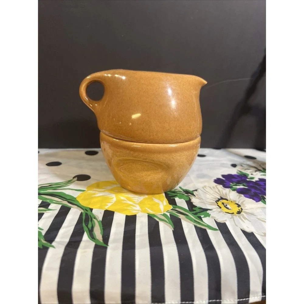 Russel Wright Casual RIPE APRICOT by Iroquois - STACKING SUGAR and CREAMER(2056)